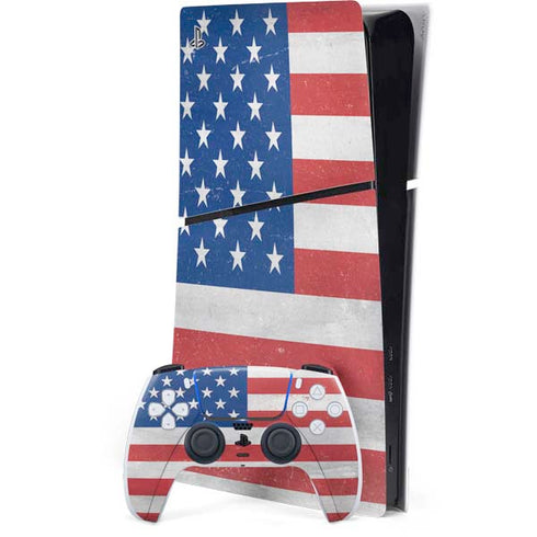 American Flag Distressed PS5 Slim Digital Edition Bundle Skin
