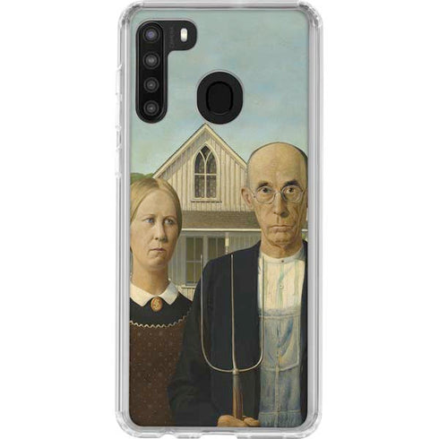 Grant Wood American Gothic Galaxy A21 Clear Case