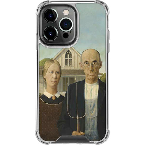 Grant Wood American Gothic iPhone 14 Pro Clear Case
