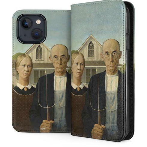 Grant Wood American Gothic iPhone 15 Plus Folio Case