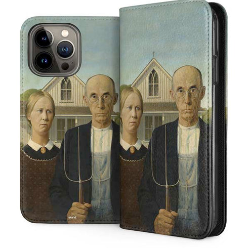 Grant Wood American Gothic iPhone 15 Pro Max Folio Case
