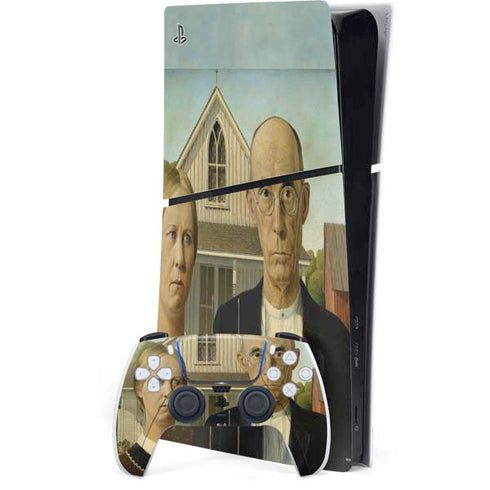Grant Wood American Gothic PS5 Slim Digital Edition Bundle Skin