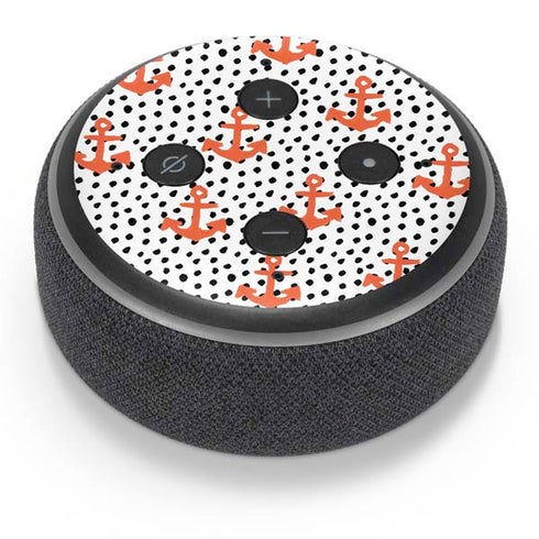 Bouffants and Broken Hearts Anchors and Dots Amazon Echo Dot Skin