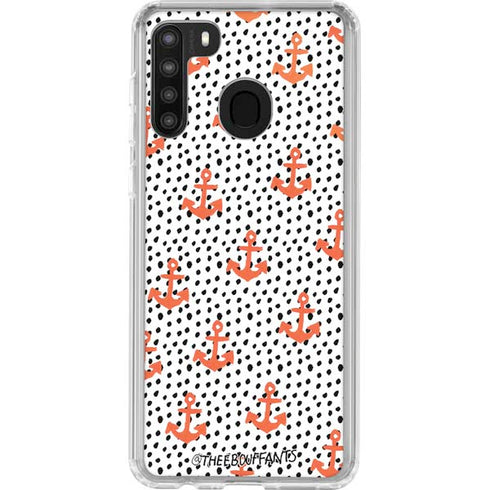 Bouffants and Broken Hearts Anchors and Dots Galaxy A21 Clear Case
