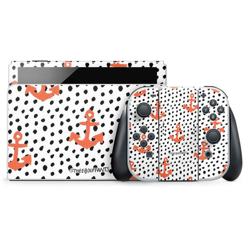 Bouffants and Broken Hearts Anchors and Dots Nintendo Switch OLED (2021) Skin