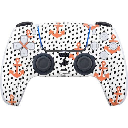 Bouffants and Broken Hearts Anchors and Dots PS5 Controller Skin
