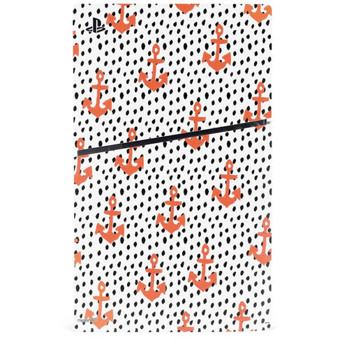 Bouffants and Broken Hearts Anchors and Dots PS5 Slim Disk Console Skin
