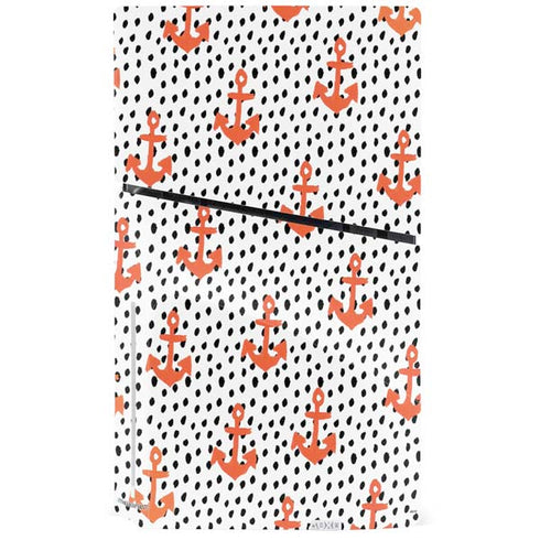 Bouffants and Broken Hearts Anchors and Dots PS5 Slim Disk Console Skin