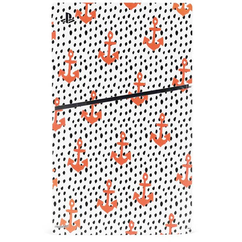 Bouffants and Broken Hearts Anchors and Dots PS5 Slim Digital Edition Console Skin