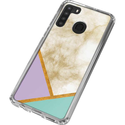 Angled Marble Galaxy A21 Clear Case