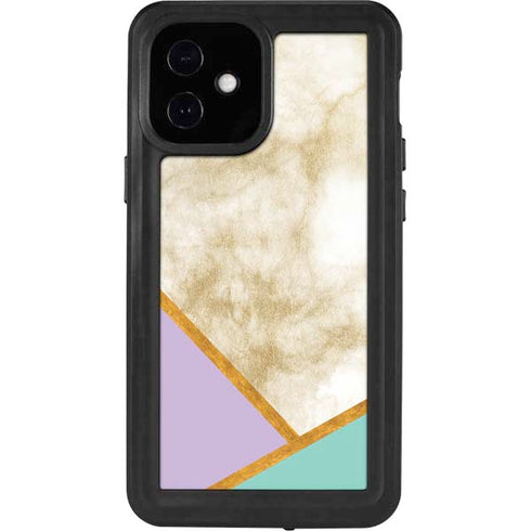 Angled Marble iPhone 12 Mini Waterproof Case