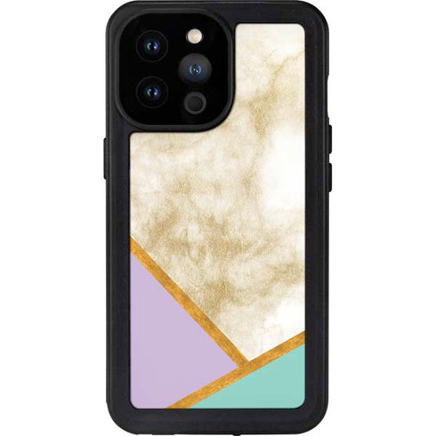 Angled Marble iPhone 14 Pro Max Waterproof Case