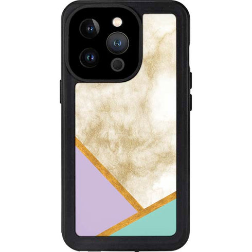 Angled Marble iPhone 14 Pro Waterproof Case