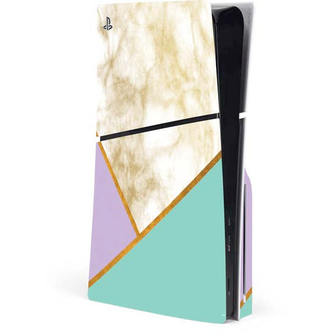 Angled Marble PS5 Slim Disk Console Skin