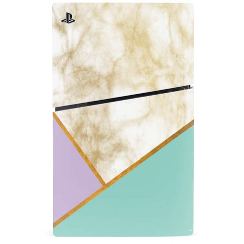 Angled Marble PS5 Slim Disk Console Skin