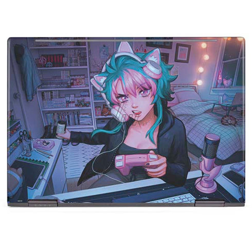 Anime Catgirl Gamer Nerd by Ivy Dolamore HP Envy Skin