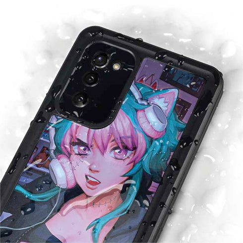 Anime Catgirl Gamer Nerd by Ivy Dolamore Galaxy Note20 5G Waterproof Case