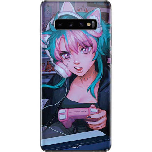 Anime Catgirl Gamer Nerd by Ivy Dolamore Galaxy S10 Plus Skin