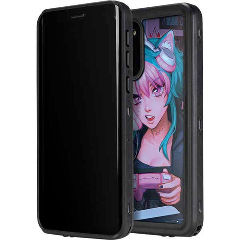 Anime Catgirl Gamer Nerd by Ivy Dolamore Galaxy S20 Plus Waterproof Case