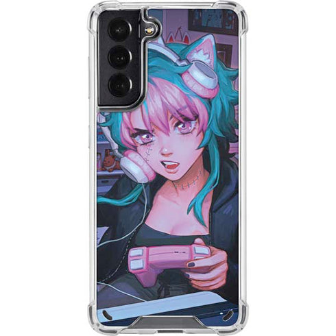 Anime Catgirl Gamer Nerd by Ivy Dolamore Galaxy S21 5G Clear Case