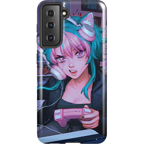 Anime Catgirl Gamer Nerd by Ivy Dolamore Galaxy S21 5G Pro Case