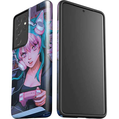 Anime Catgirl Gamer Nerd by Ivy Dolamore Galaxy S21 Ultra 5G Pro Case