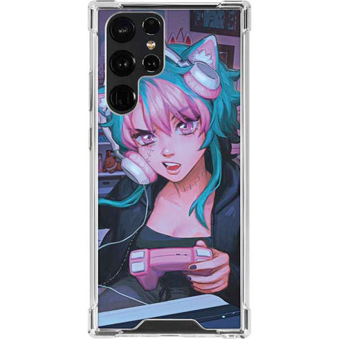 Anime Catgirl Gamer Nerd by Ivy Dolamore Galaxy S22 Ultra Clear Case