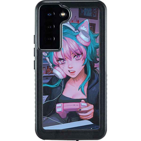 Anime Catgirl Gamer Nerd by Ivy Dolamore Galaxy S23 Plus Waterproof Case