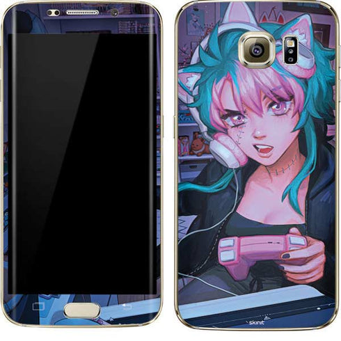 Anime Catgirl Gamer Nerd by Ivy Dolamore Galaxy S7 Edge Skin