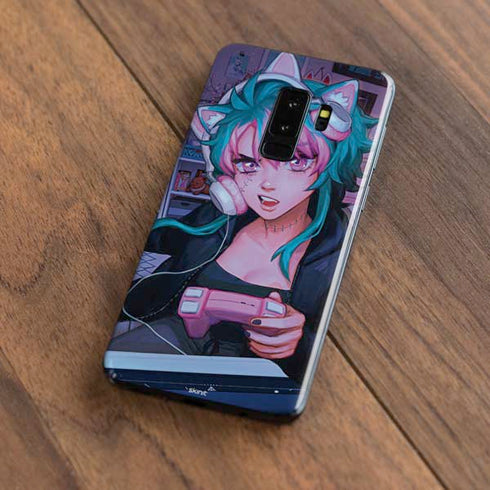 Anime Catgirl Gamer Nerd by Ivy Dolamore Galaxy S9 Plus Skin