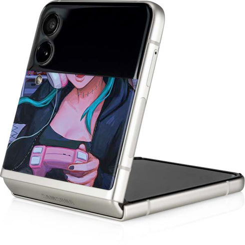 Anime Catgirl Gamer Nerd by Ivy Dolamore Galaxy Z Flip3 5G Skin