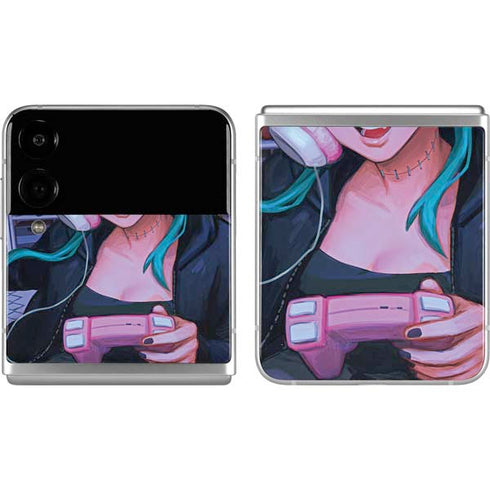 Anime Catgirl Gamer Nerd by Ivy Dolamore Galaxy Z Flip4 5G Skin