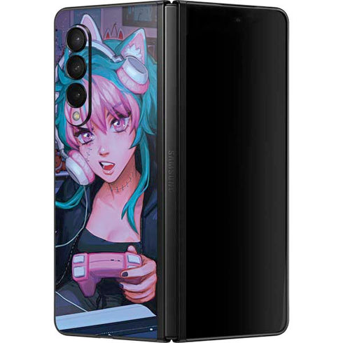 Anime Catgirl Gamer Nerd by Ivy Dolamore Galaxy Z Fold3 5G Skin