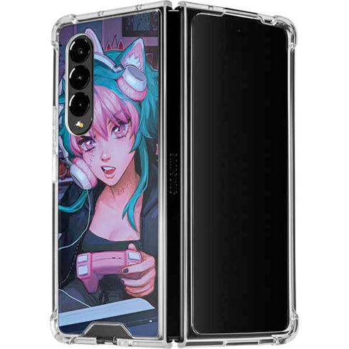 Anime Catgirl Gamer Nerd by Ivy Dolamore Galaxy Z Fold4 5G Clear Case