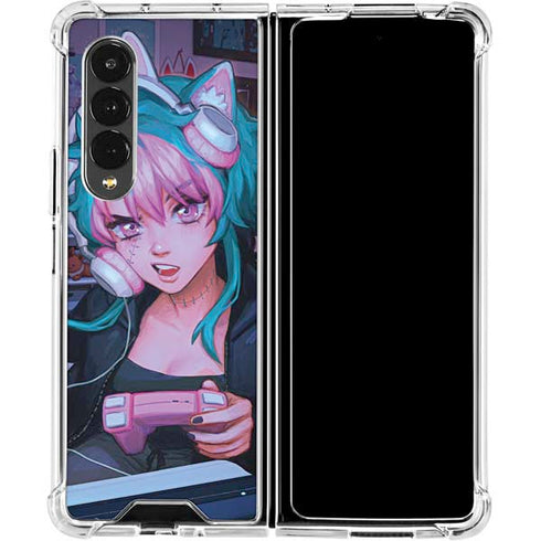 Anime Catgirl Gamer Nerd by Ivy Dolamore Galaxy Z Fold4 5G Clear Case