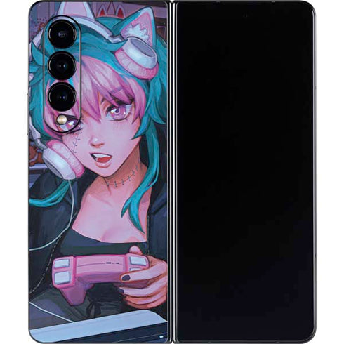 Anime Catgirl Gamer Nerd by Ivy Dolamore Galaxy Z Fold4 5G Skin