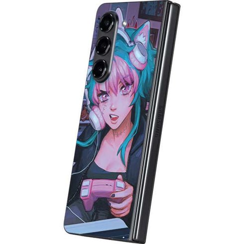 Anime Catgirl Gamer Nerd by Ivy Dolamore Galaxy Z Fold5 5G Skin