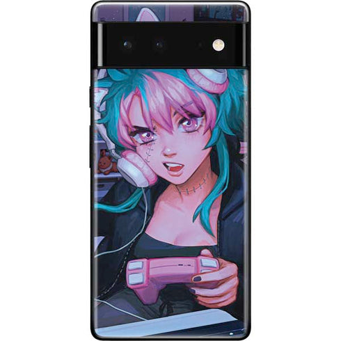 Anime Catgirl Gamer Nerd by Ivy Dolamore Google Pixel 6 Skin