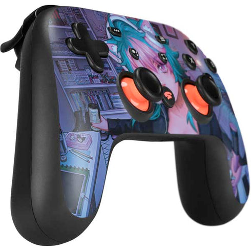 Anime Catgirl Gamer Nerd by Ivy Dolamore Google Stadia Controller Skin
