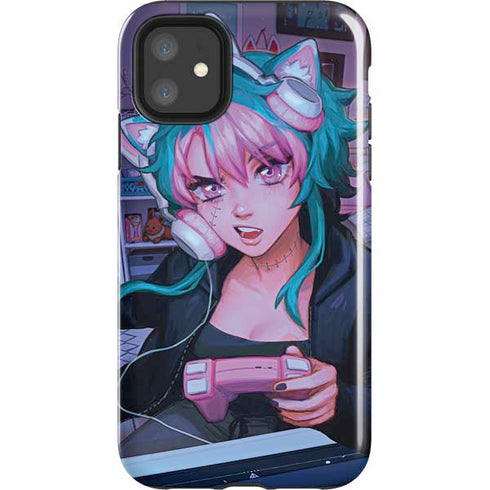 Anime Catgirl Gamer Nerd by Ivy Dolamore iPhone 11 Impact Case
