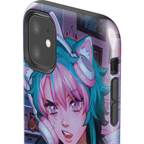Anime Catgirl Gamer Nerd by Ivy Dolamore iPhone 11 Impact Case