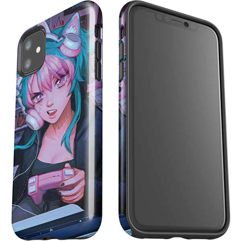 Anime Catgirl Gamer Nerd by Ivy Dolamore iPhone 11 Impact Case