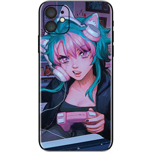 Anime Catgirl Gamer Nerd by Ivy Dolamore iPhone 11 Skin