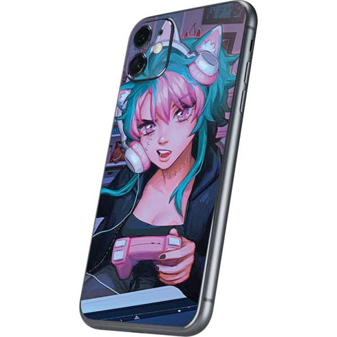 Anime Catgirl Gamer Nerd by Ivy Dolamore iPhone 11 Skin