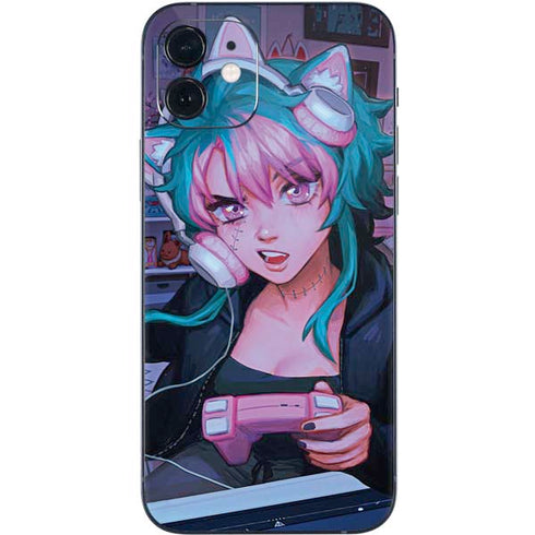 Anime Catgirl Gamer Nerd by Ivy Dolamore iPhone 12 Mini Skin