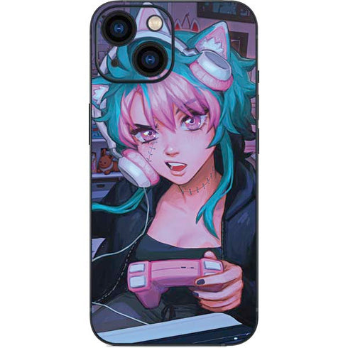 Anime Catgirl Gamer Nerd by Ivy Dolamore iPhone 13 Mini Skin