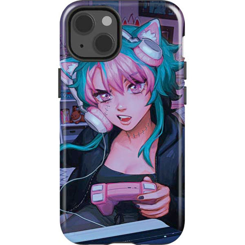Anime Catgirl Gamer Nerd by Ivy Dolamore iPhone 15 Impact Case