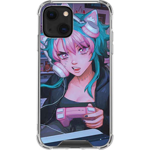 Anime Catgirl Gamer Nerd by Ivy Dolamore iPhone 14 Plus Clear Case