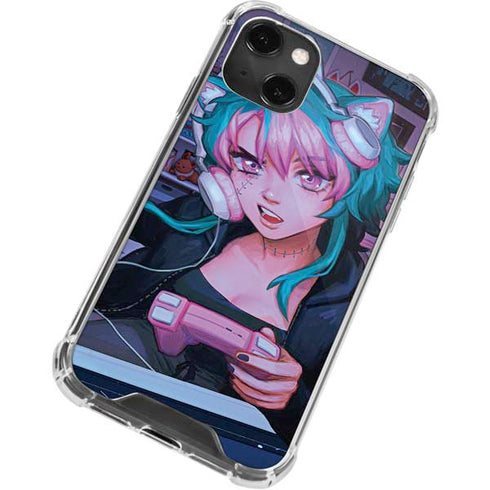 Anime Catgirl Gamer Nerd by Ivy Dolamore iPhone 14 Plus Clear Case