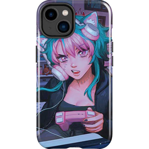 Anime Catgirl Gamer Nerd by Ivy Dolamore iPhone 15 Plus Impact Case